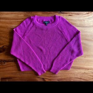 Express Fuschia Knit Cropped Sweater Small